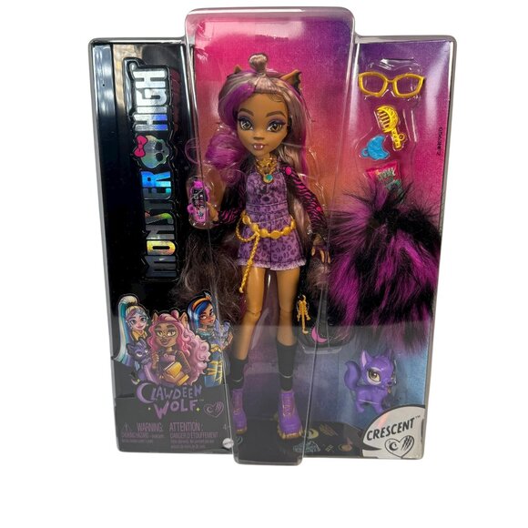 Monster High Clawdeen Wolf Doll w/ Crescent Pet Werewolf Horror Goth Punk Emo - Picture 1 of 13